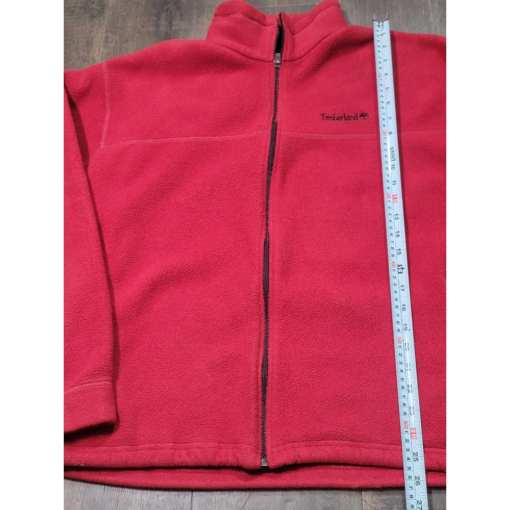 Vintage Timberland Mens XL Red Polartec Full Zip Fleece Jacket Mock Neck Outdoor